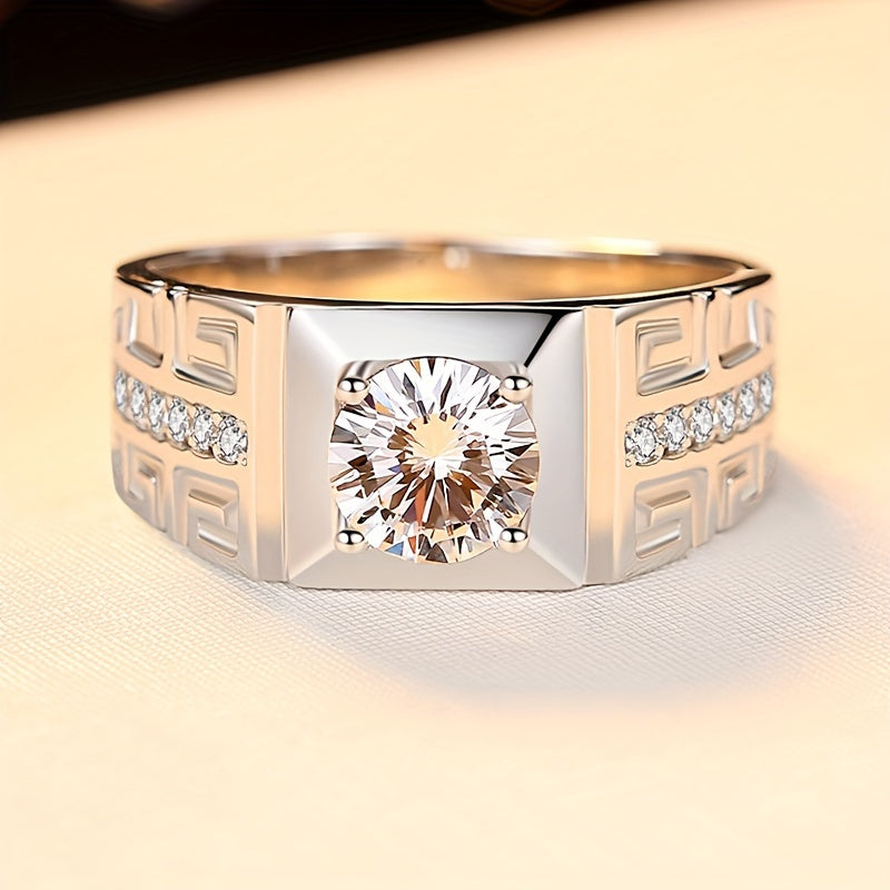 Men's Silver Ring with Zirconia Bright Stones Elegant Jewelry 8g