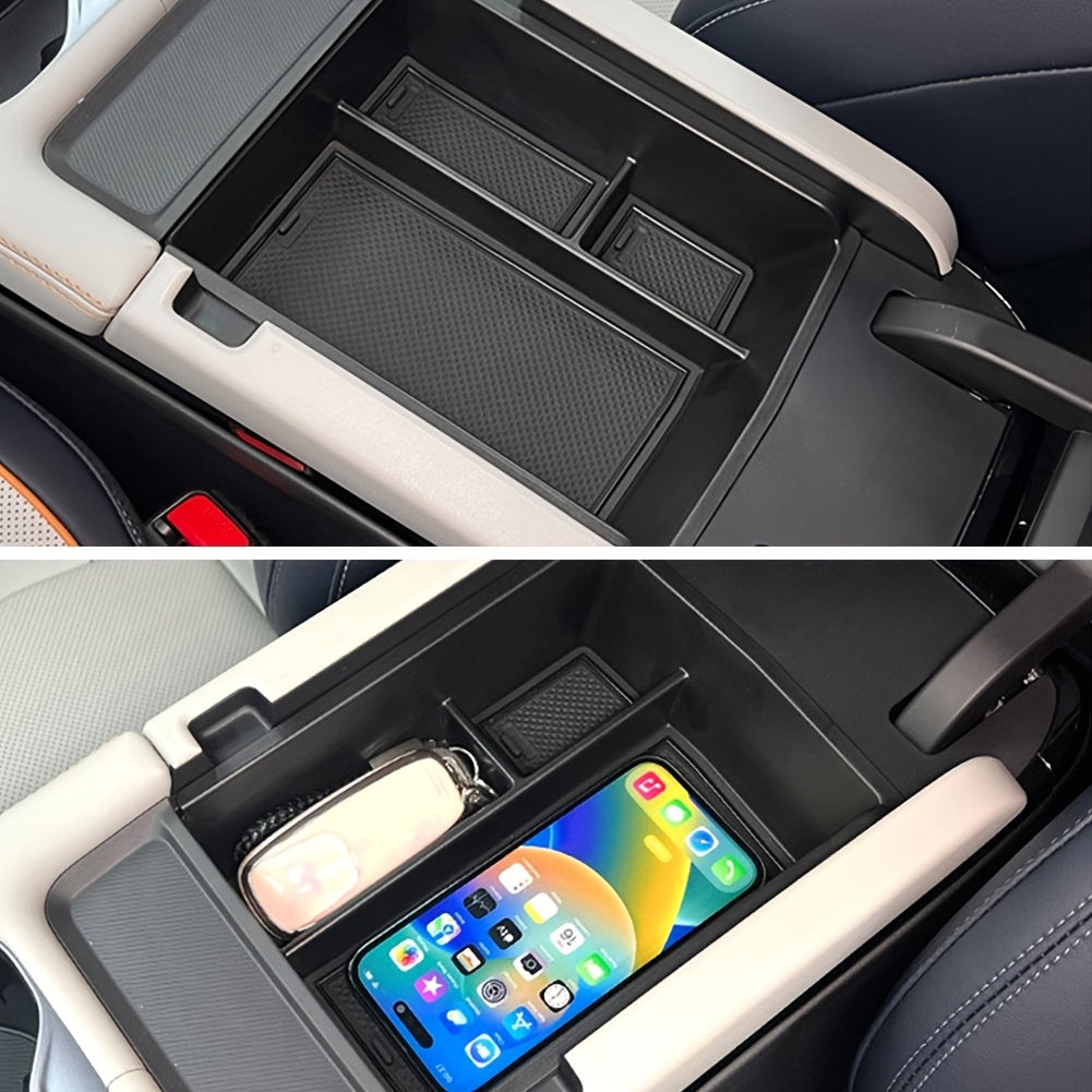Car Interior Organizer Storage Box with USB-C Port Durability Textured