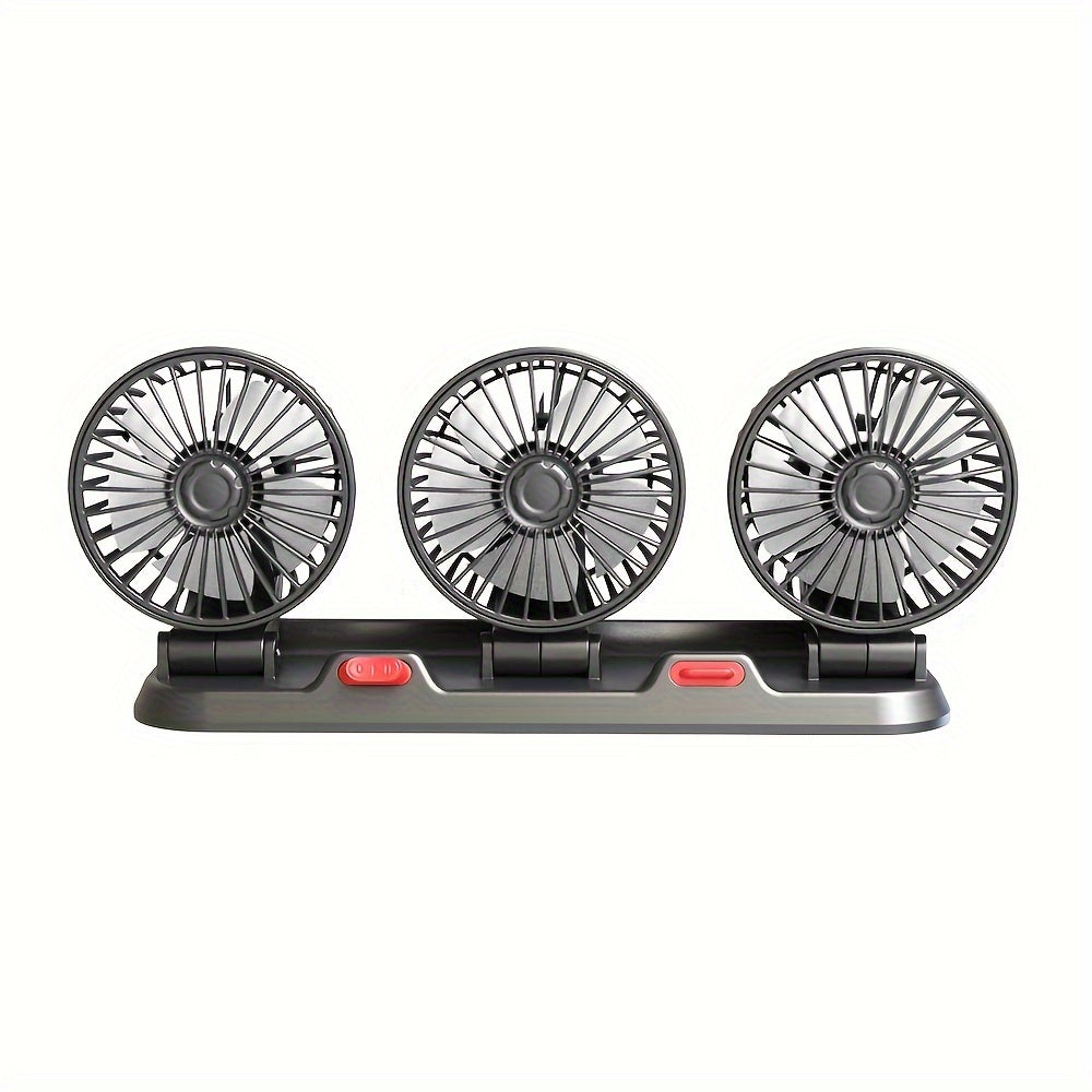 USB 5V Car Fan with Adjustable Three Heads Compact Easy to Install