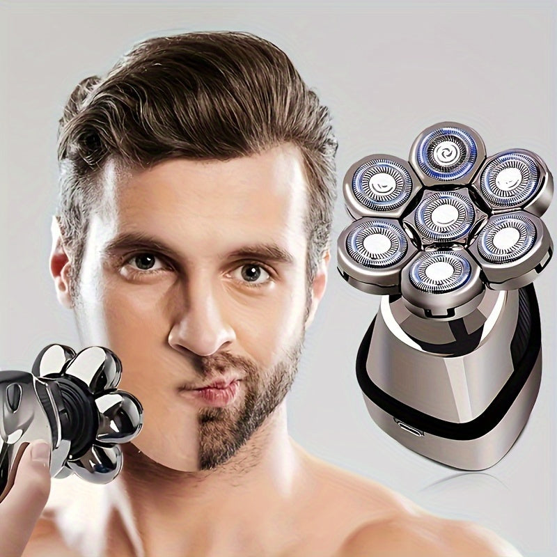 Беспроводной аккумуляторный триммер для головы с роторными лезвиями для влажного и сухого бритья