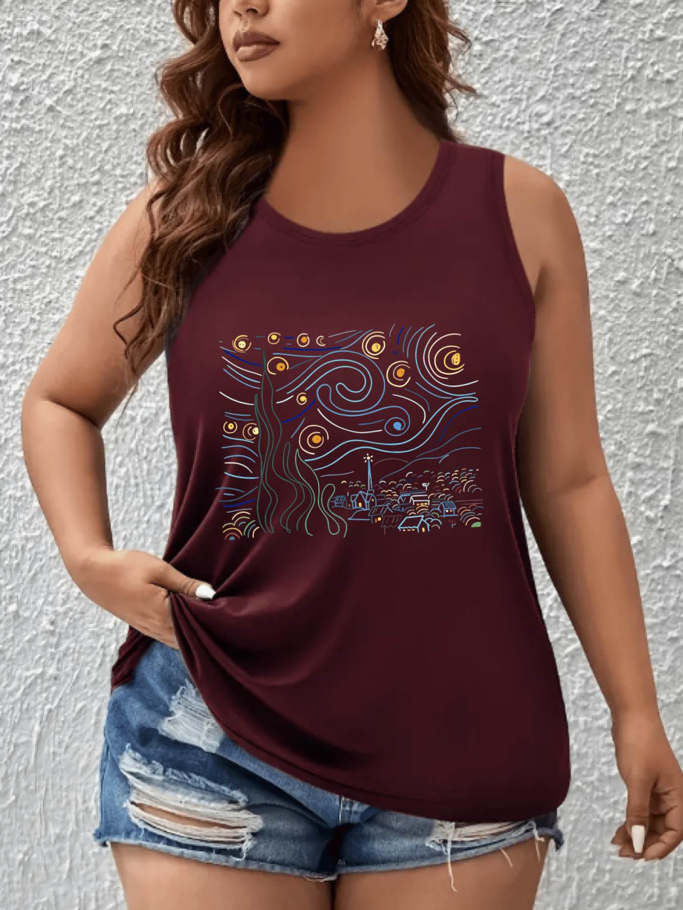 Women's Geometric Print Sleeveless Vest Top Breathable Stretchy All-Season