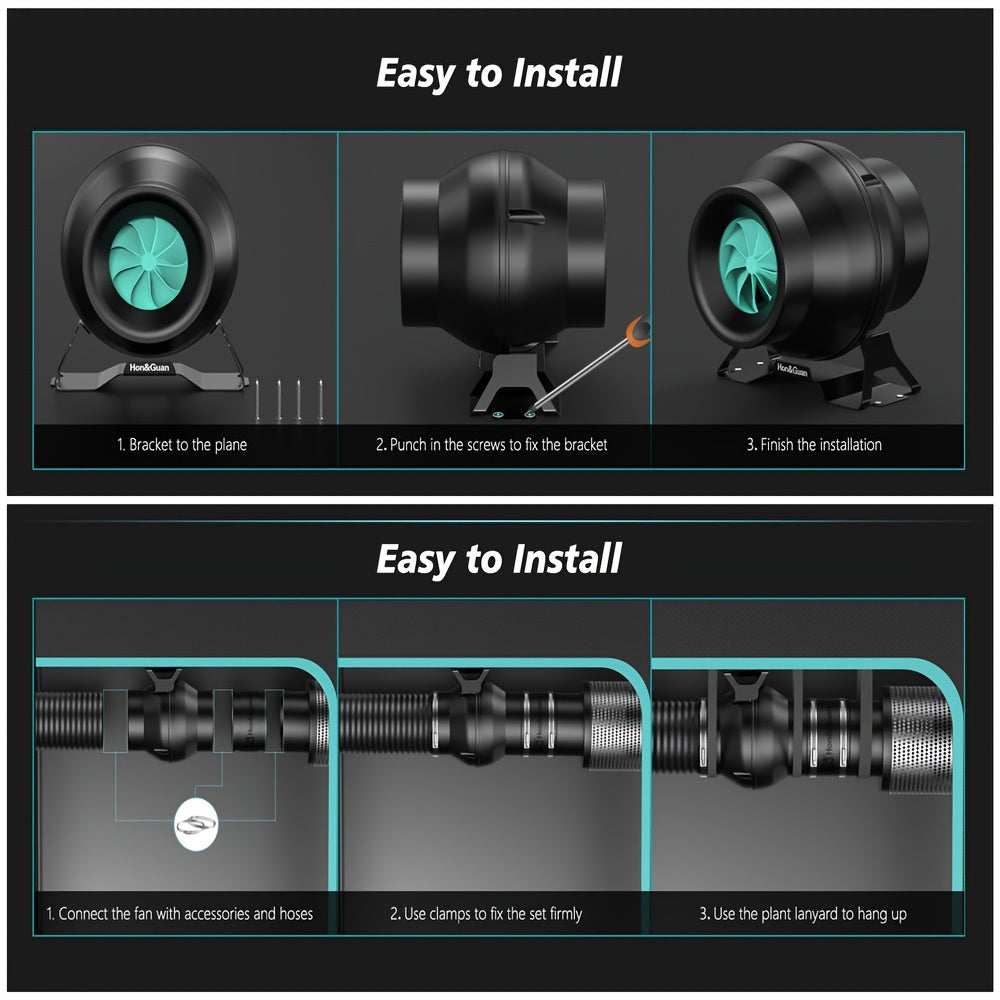 Inline Duct Fan 4 Inch 146 CFM EC Motor Ventilation Exhaust for Grow Tents Hydroponics
