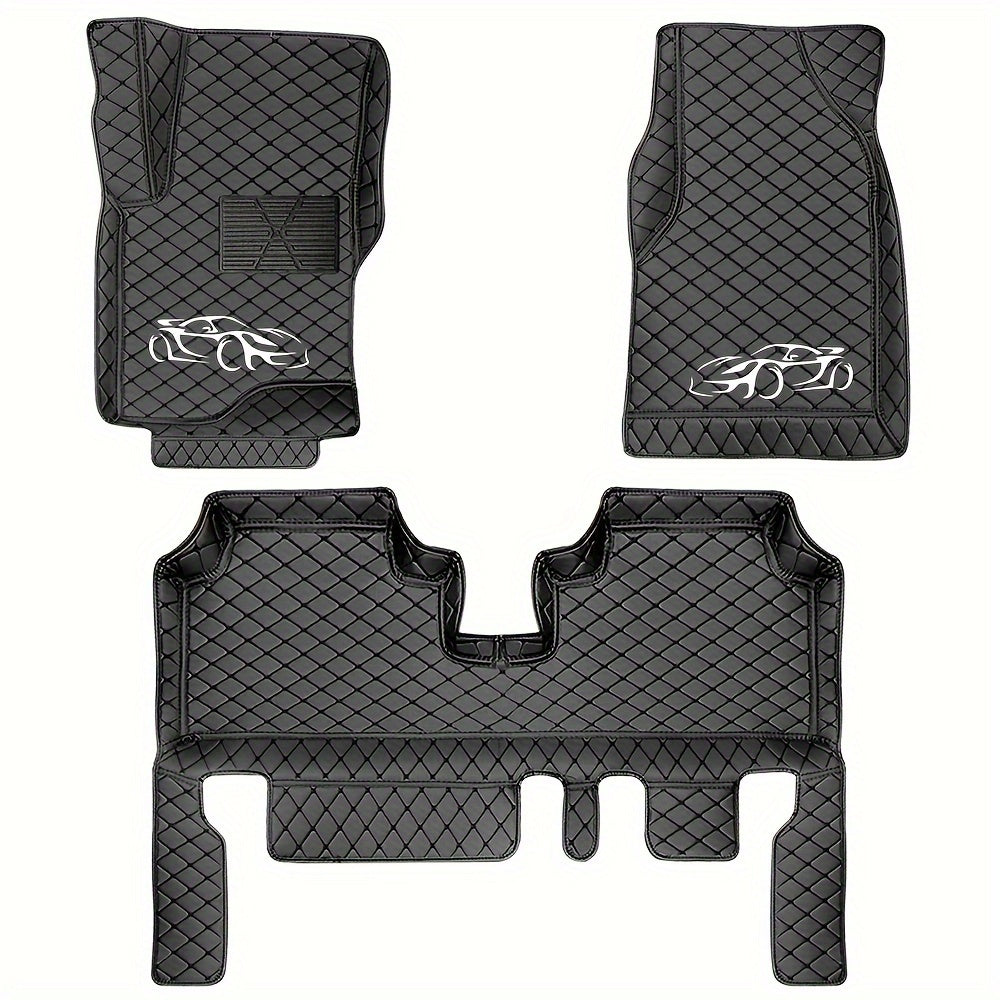 Universal Car Floor Mats Waterproof Diamond Anti Slip All Weather Black Set