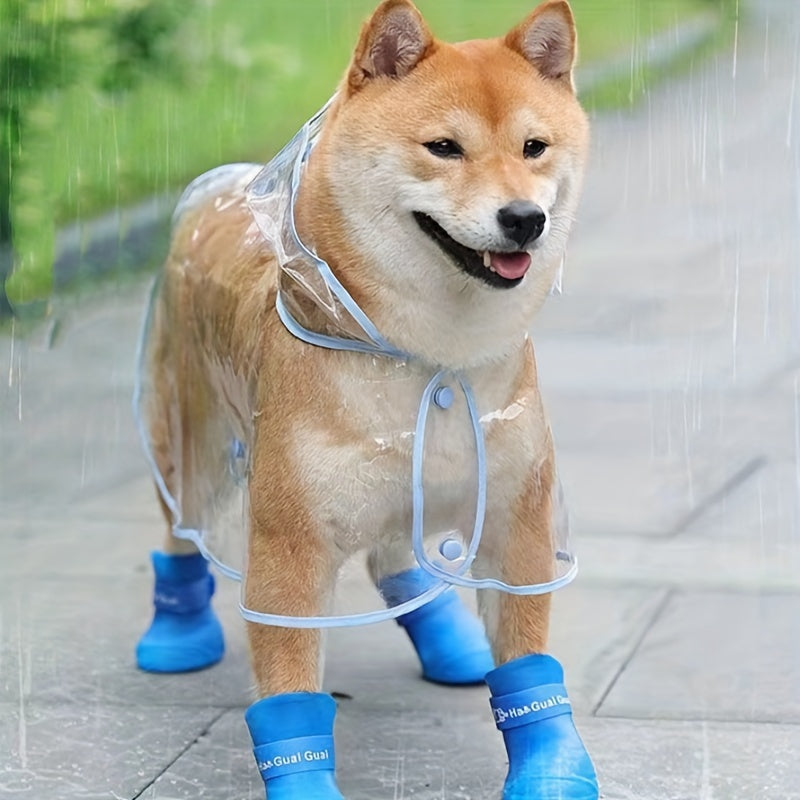 Waterproof Non-Slip Dog Rain Boots for Small to Medium Breeds PVC Soft Sole Adjustable Closure