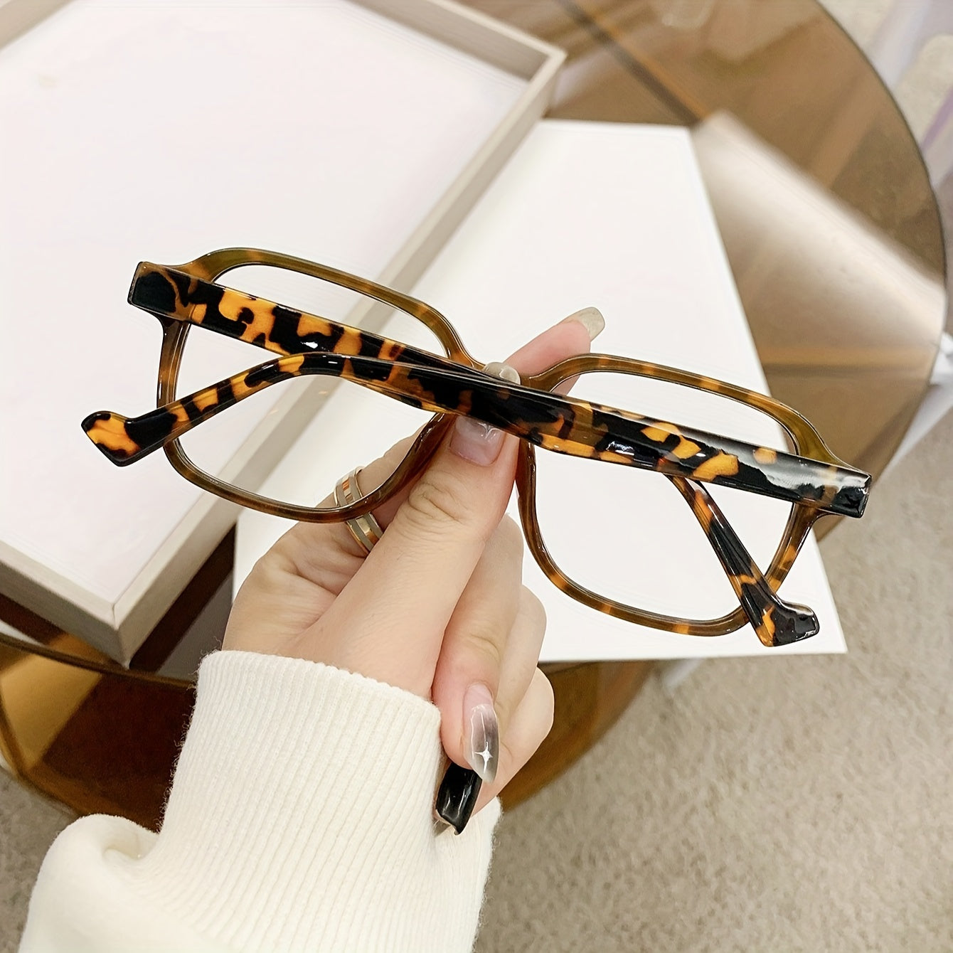 Унисекс ретро очки с квадратной оправой из черепахового пластика с прозрачными линзами