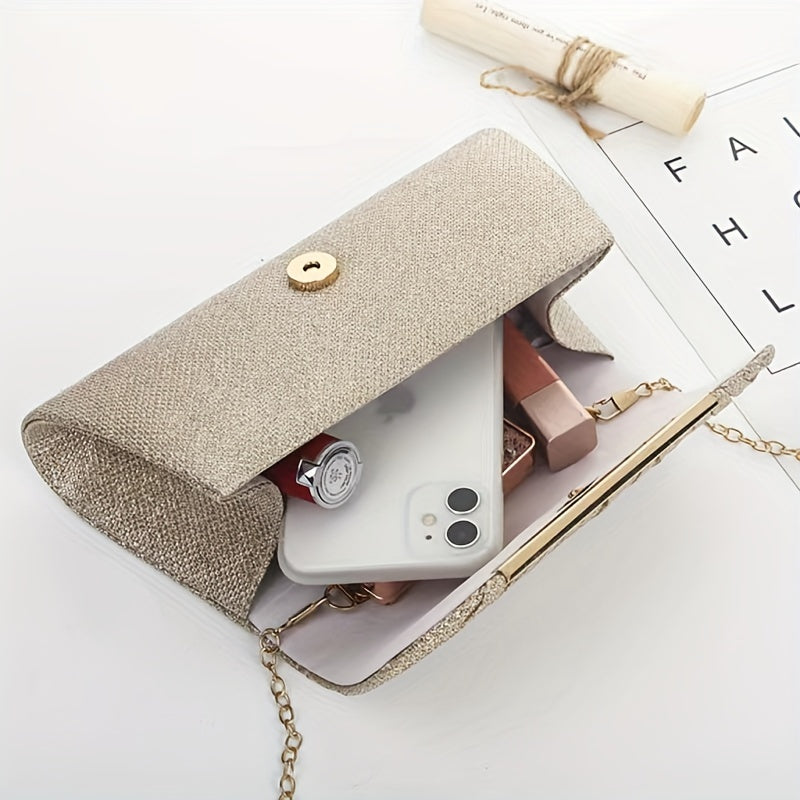 Pleated Evening Clutch Bag with Gold Embellishments for Ladies