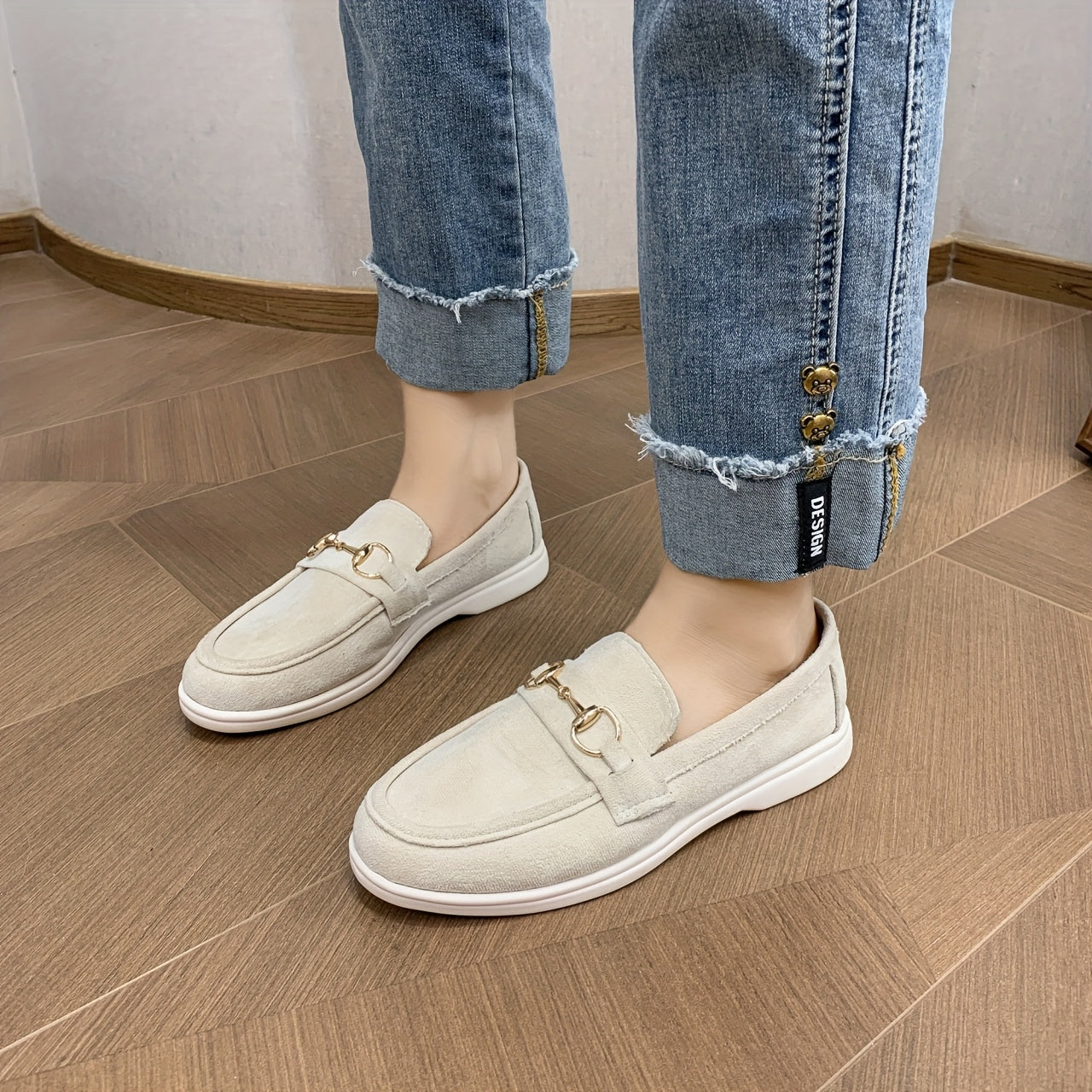 Women's Casual Loafers Flat Mary Jane Shoes Buckle Closure All-Season