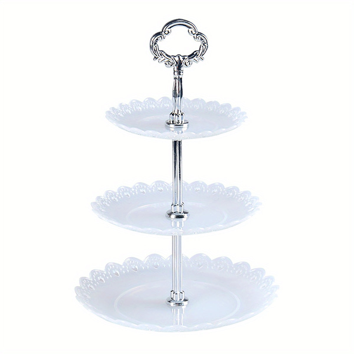 Elegant 3-Tier Cupcake Stand Ruffled Lacy Design for Weddings and Parties