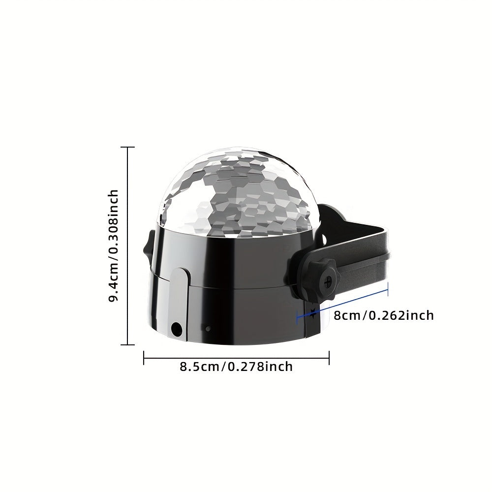 Luz de bola de discoteca LED de 7 colores, alimentada por USB, material ABS negro para fiestas y eventos