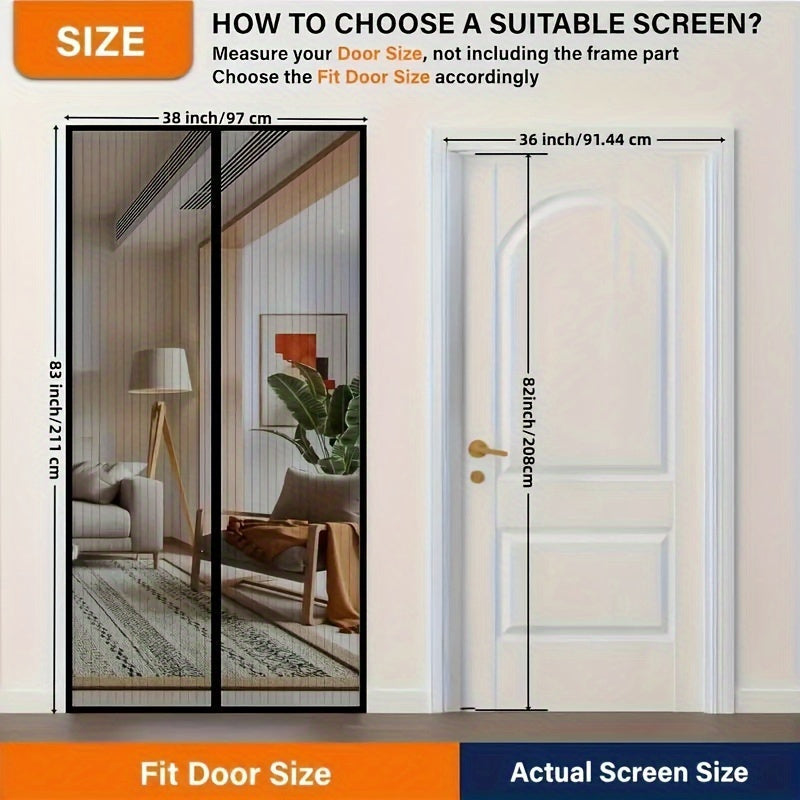 Magnetic Screen Door 91.44x208.28 cm Mosquito-Proof Pet-Friendly Hands-Free Closure