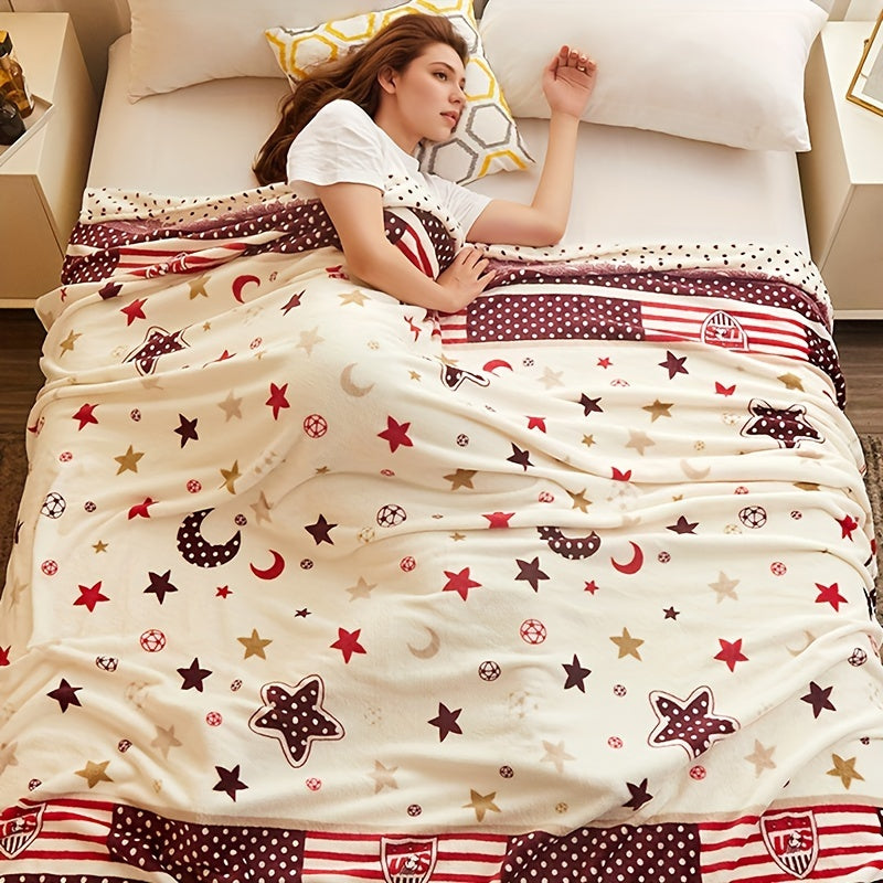 Floral Flannel Throw Blanket Soft Cozy All-Season Couch Bed Office Car