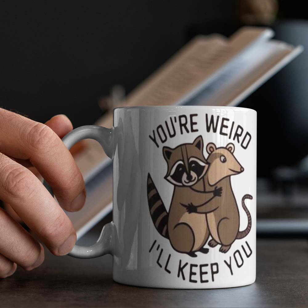 Raccoon Ceramic Coffee Mug Quirky Humor Home Office Gift