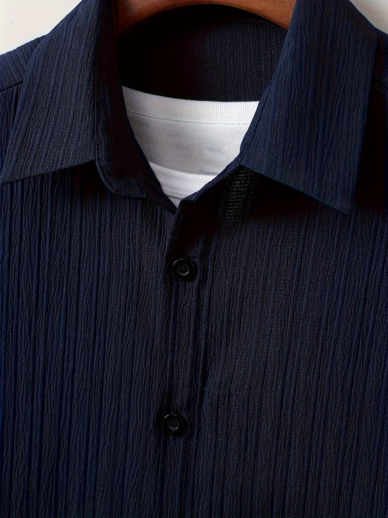 Men's Casual 2-Piece Outfit Solid Color Button-Up Shirt and Drawstring Shorts