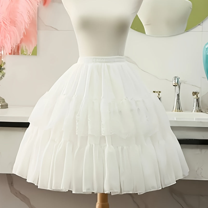 Women's Lace Skirt with Fishbone Support and Adjustable Waist White Black Elegant