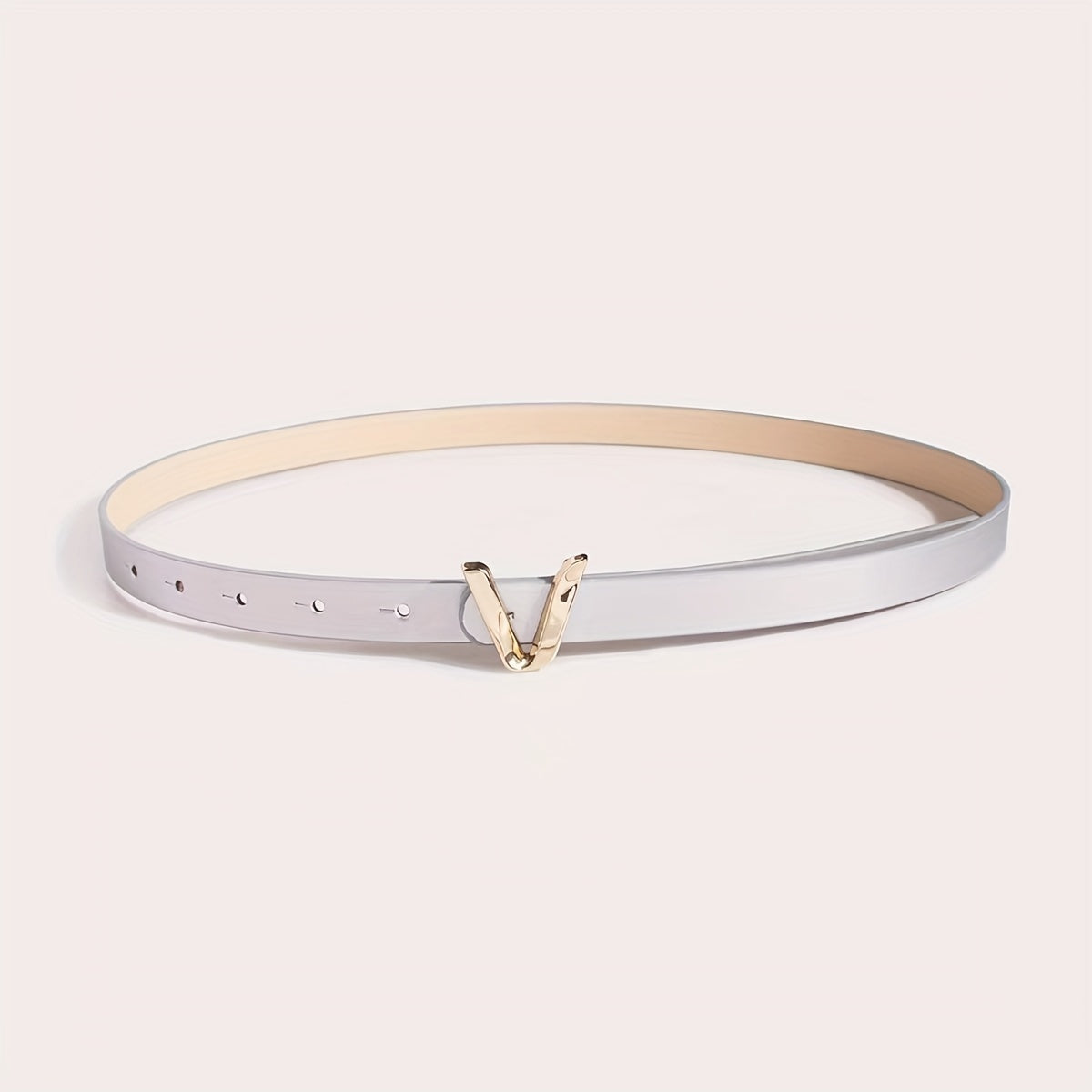 Women's Gold Belt with V-Shaped Buckle Minimalist Fashion Accessory