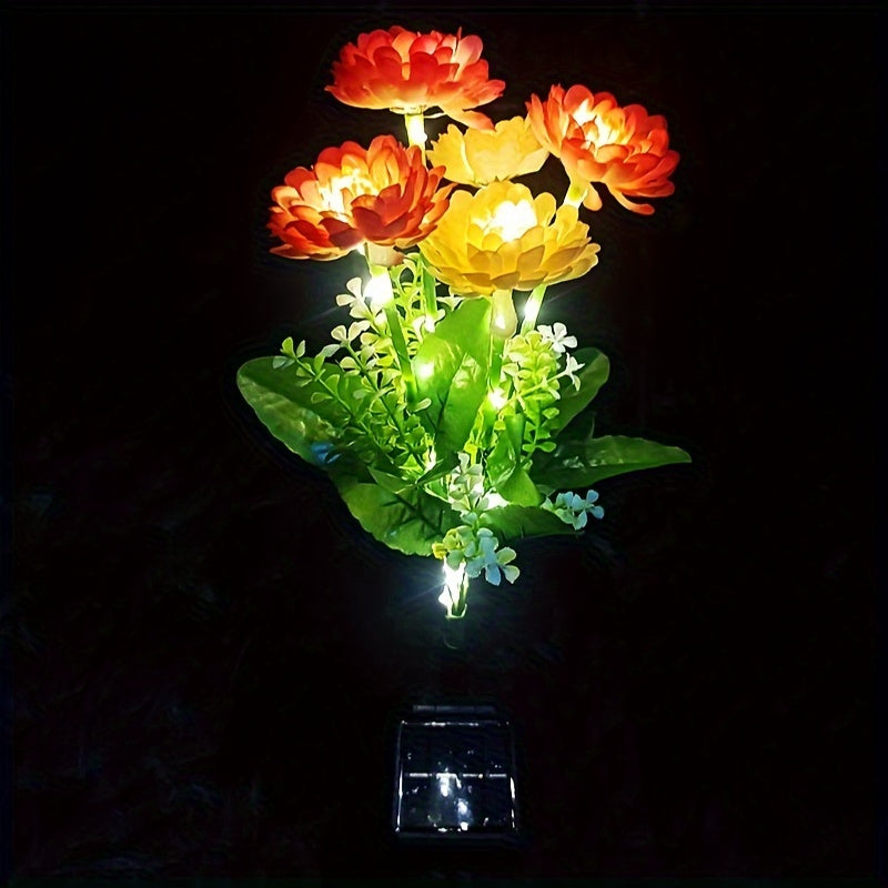 Stainless Steel Solar Garden Lights Snow Lotus Design Pathway Semi Flush Mount 600mAh