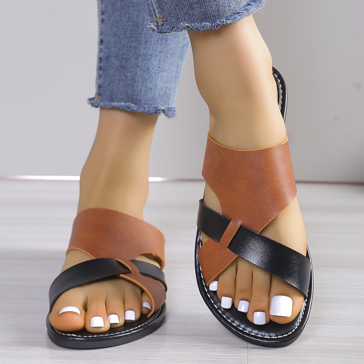 Women's Yellow and Green Strappy Flat Sandals Breathable Open Toe