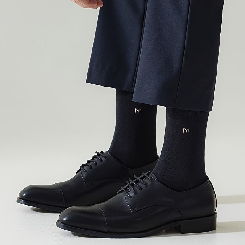 Men's Mid-Calf Crew Socks 5 Pairs Cotton Blend Breathable Casual Sports