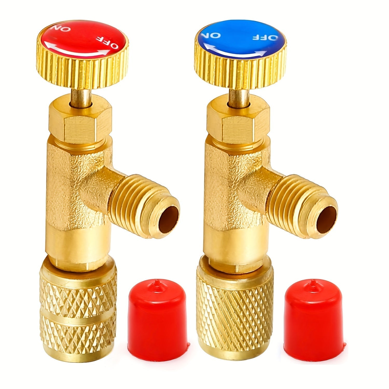 Copper Refrigerant Charging Valve 1/4" SAE Adapters R410A R22 Durable