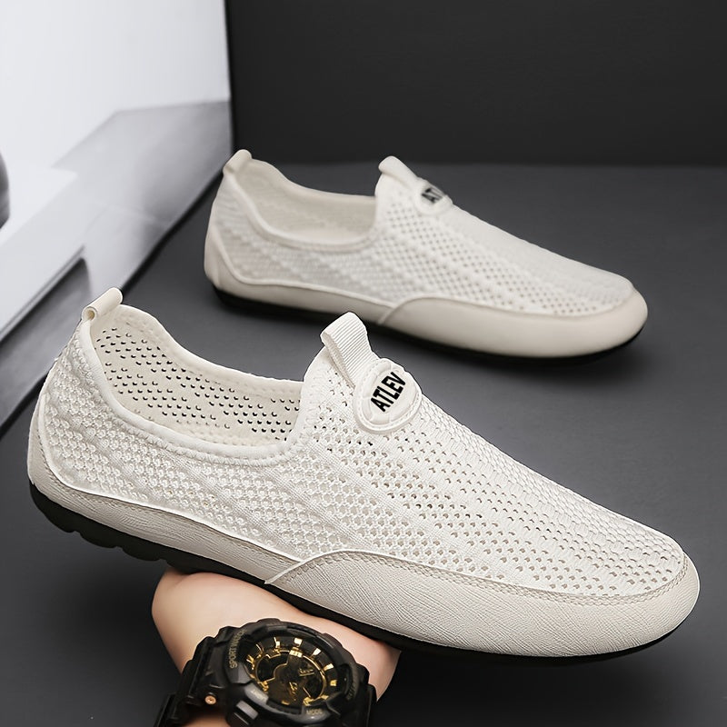 Men's Beige Slip-On Sneakers with EVA Insole and Flexible Sole