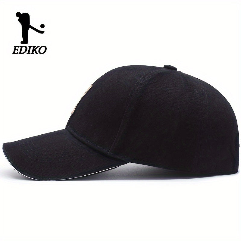 Unisex Black Cotton Baseball Cap Sun Protection Outdoor Casual Sports Adjustable