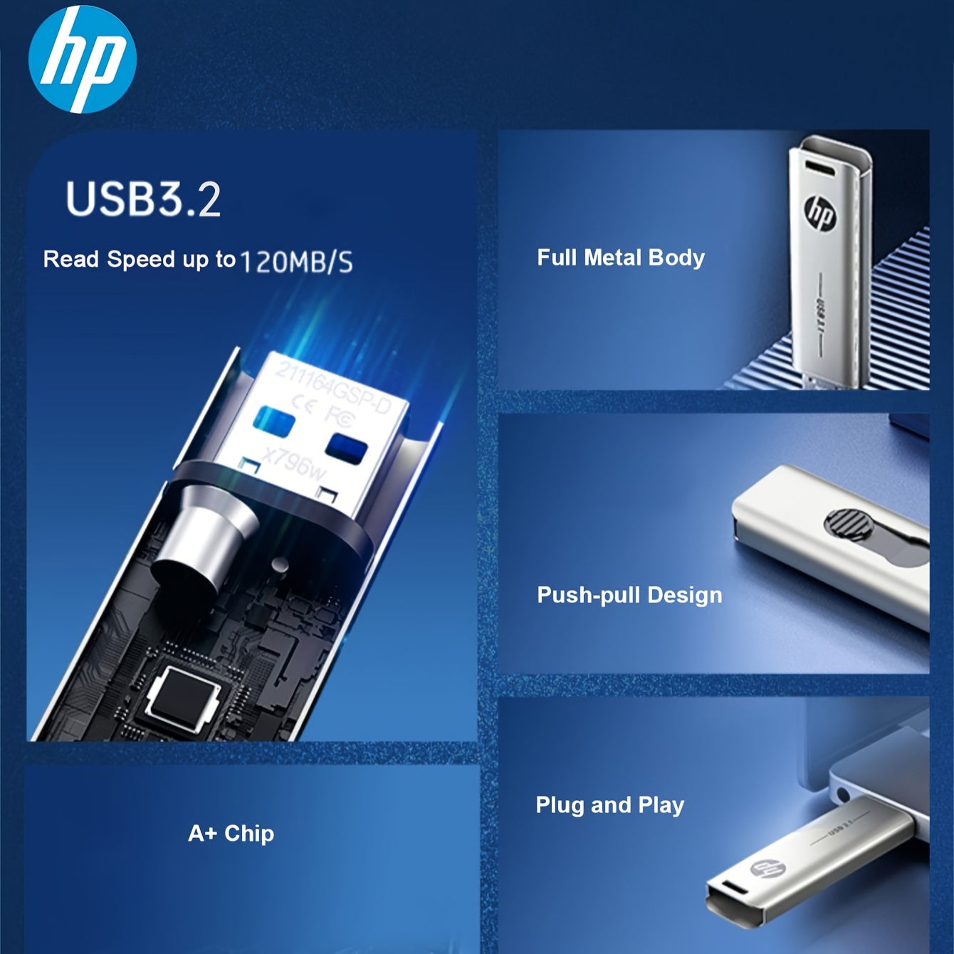 Metal USB Flash Drive 32GB 64GB 128GB 256GB High-Speed Data Storage Gift