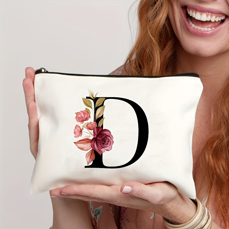 Waterproof Floral Canvas Makeup Bag Zipper Closure Lightweight Women