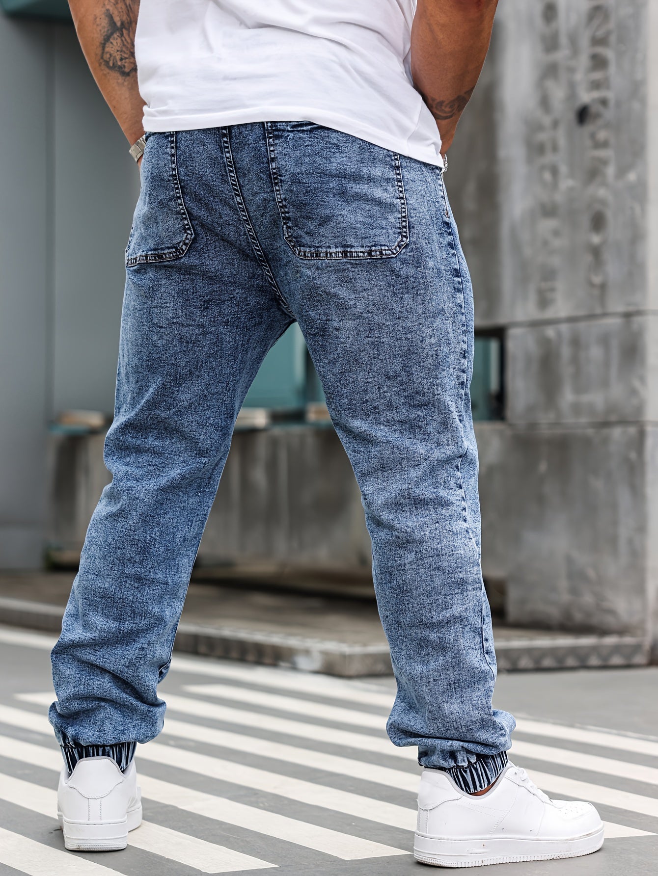 Plus Size Men's Stretch Denim Jeans with Pockets All-Season Casual Cowboy Style