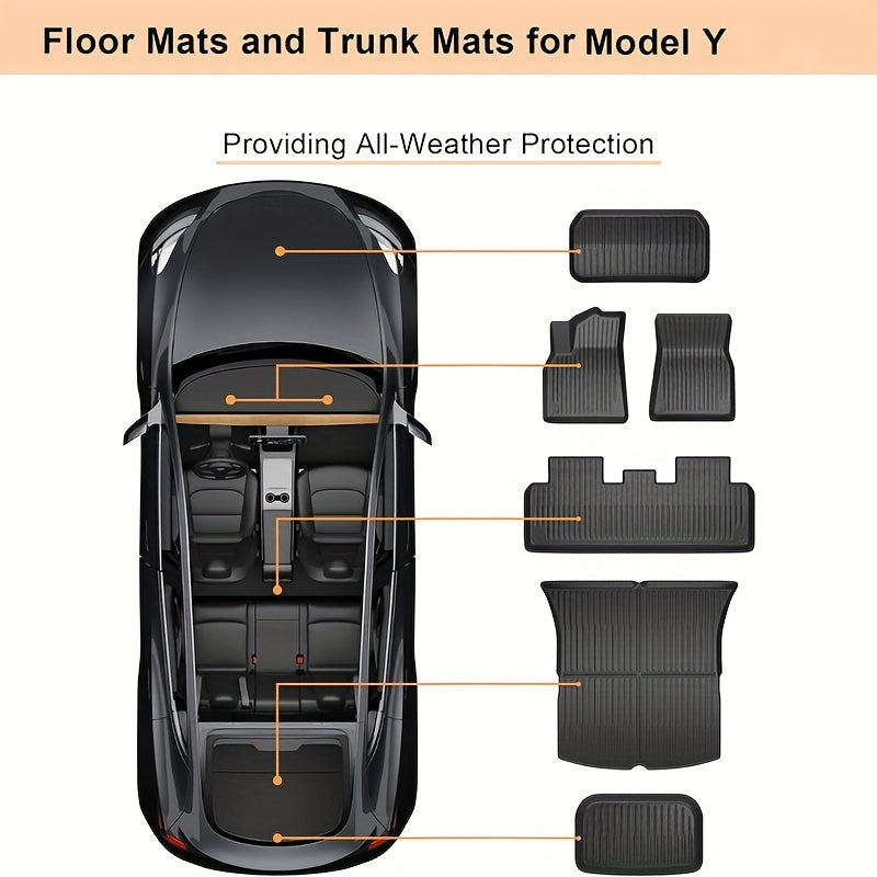 6-to'plam TPE Avtomobil politsalari Model 3 Y uchun barcha ob-havo sharoitlariga mos, suv o'tkazmaydigan, sirpanmaydigan