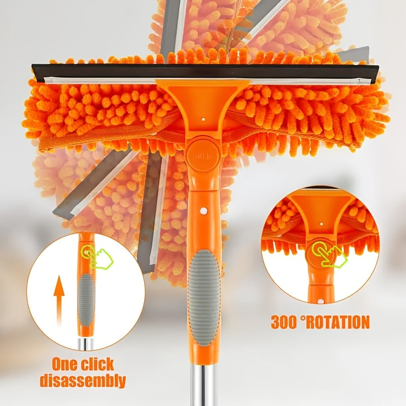 "Ikki tomonlama qirqish va hammom tozalash vositasi bilan yuqori qavatli shisha tozalash to'plami - zanglamaydigan po'lat va plastikdan tayyorlangan, yotoqxona, yashash xonasi va hammomda foydalanish uchun mukammal"