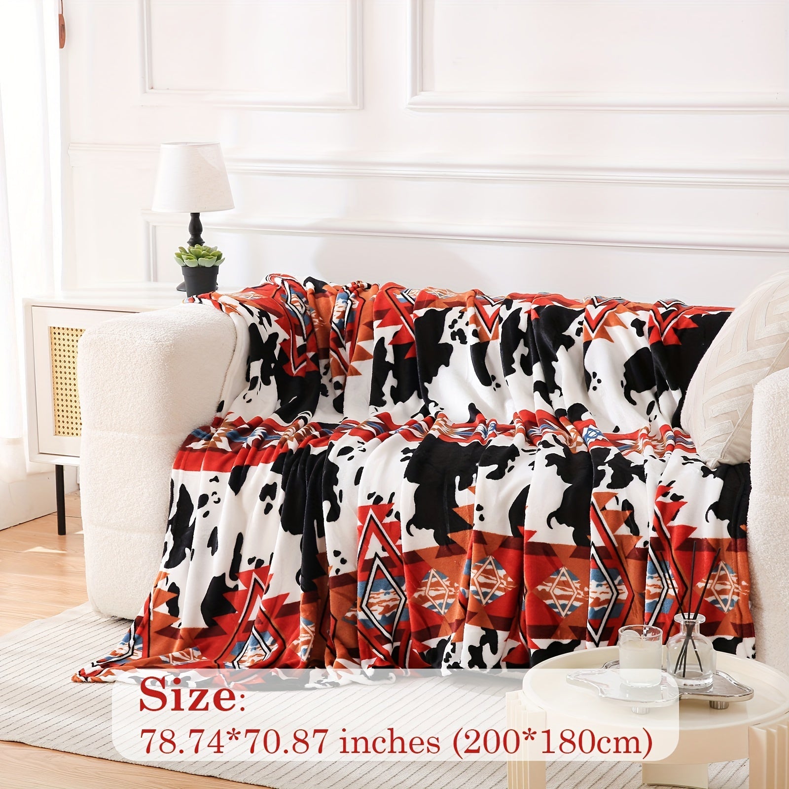 Плед с коровьим принтом, мягкий фланелевый флис, легкий и теплый для дивана и кровати