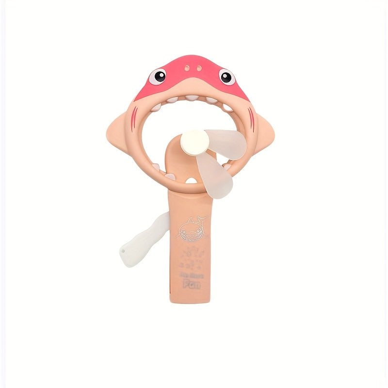 Cute Shark Handheld Fan Portable Mini Manual No Battery Required Pink Gray White Travel Party Gift