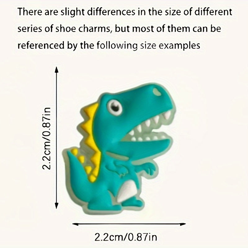 Kids Glow-in-the-Dark Dinosaur Shoe Charms Plastic Colorful Designs Pack of 9