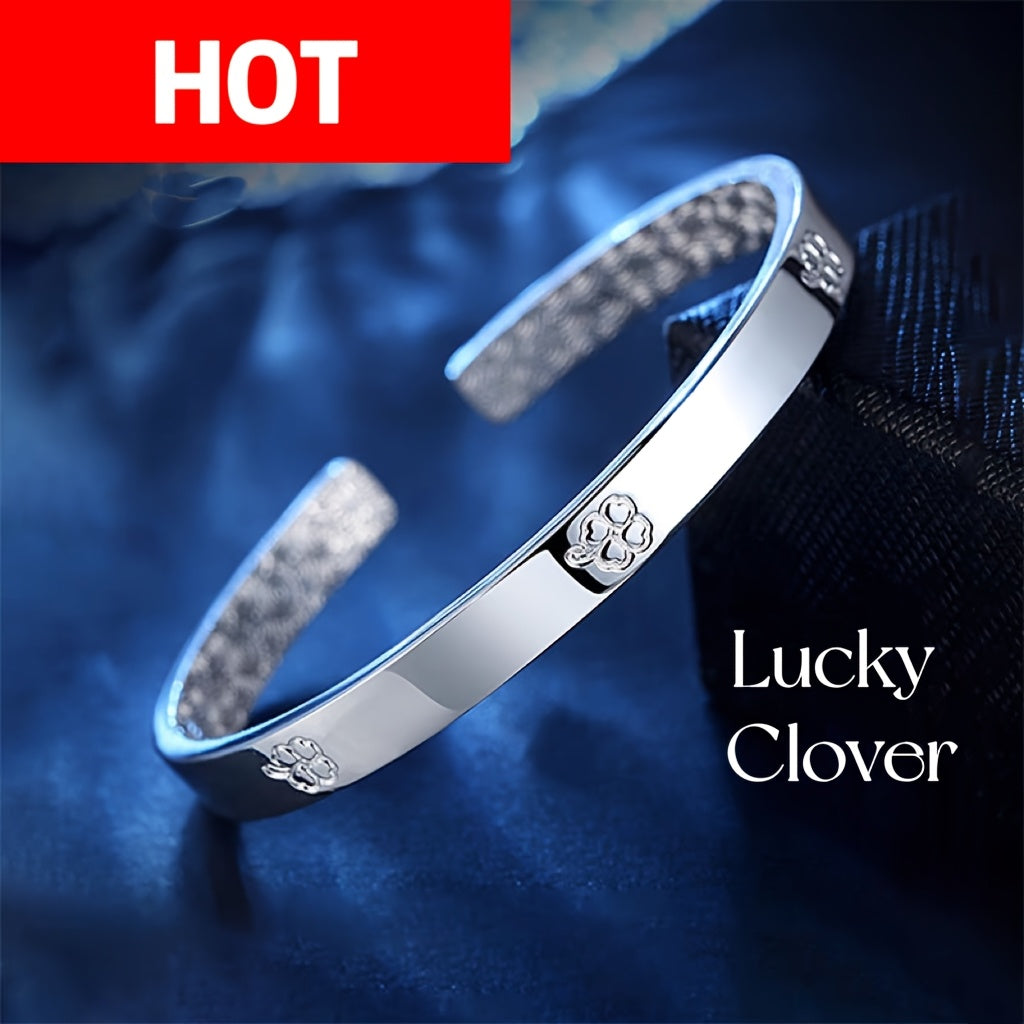 Women's Open Clover Bracelet Hypoallergenic Silver-Plated Titanium Alloy Jewelry