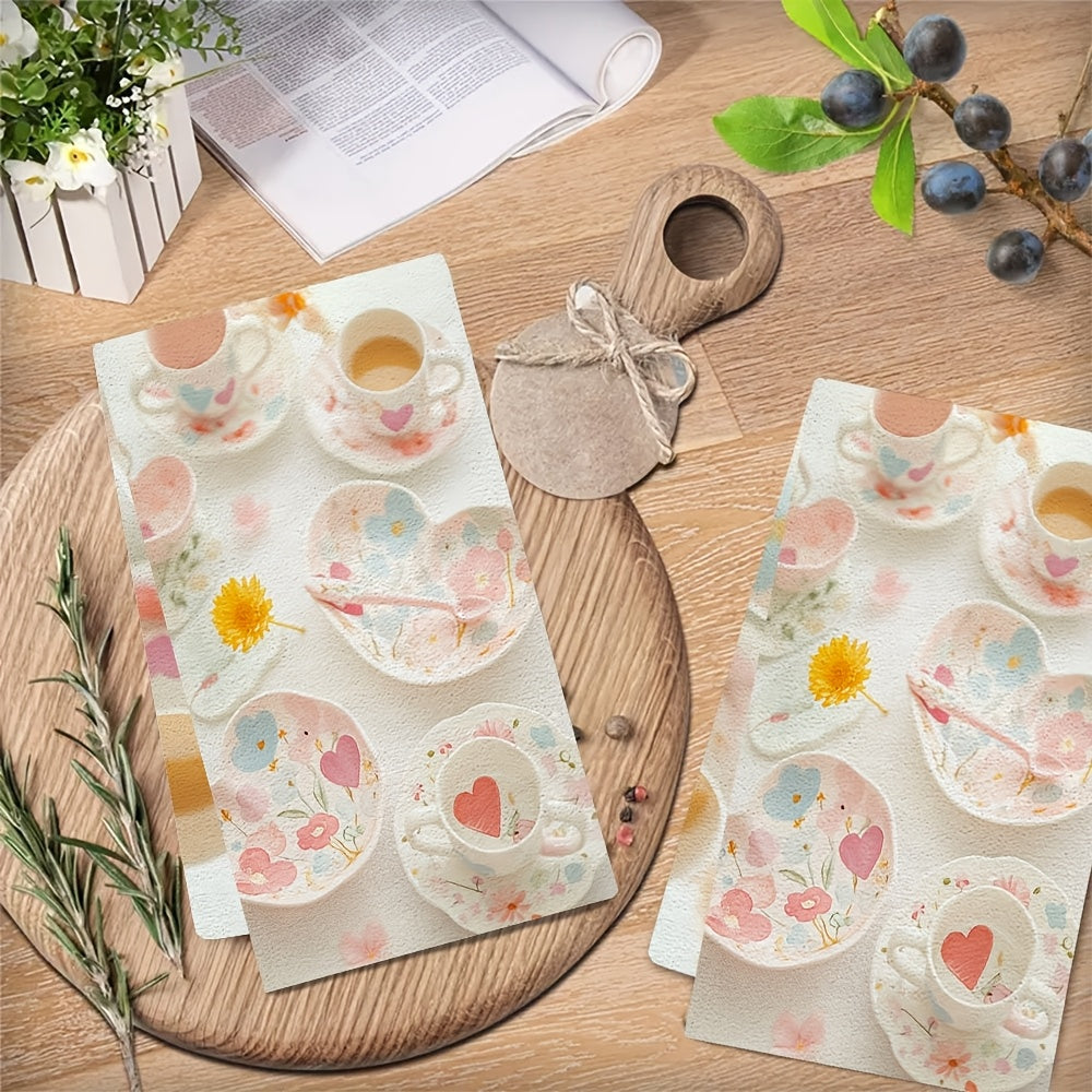 Набор из 2 ультрамягких кухонных полотенец, тарелки для салата с тематикой любви для легкого обеда, высокоабсорбирующие полотенца для рук для праздничного декора, машинная стирка, 16x24 дюйма - 2KYSMF1214072