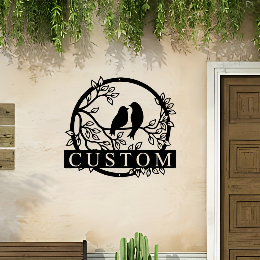Personalized Lovebirds Metal Wall Art Sign for Porch Patio Garden Decor