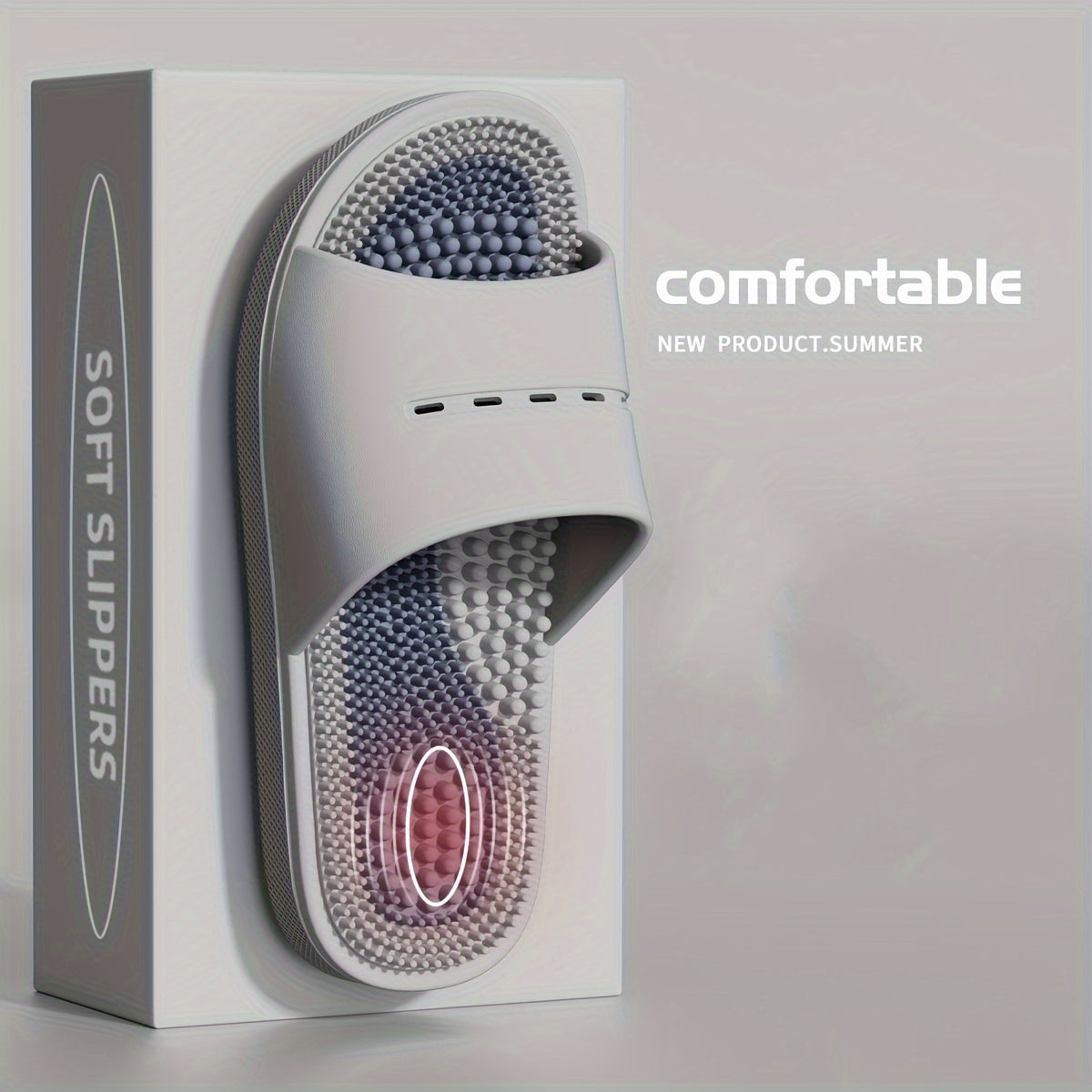 Unisex Non-Slip Rubber Slippers for Home Bathroom Multi-Coloured