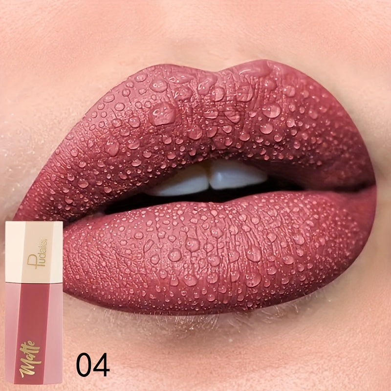 Tinte de labios mate y resistente al agua para mujer, con acabado en terciopelo y tono nude de larga duración