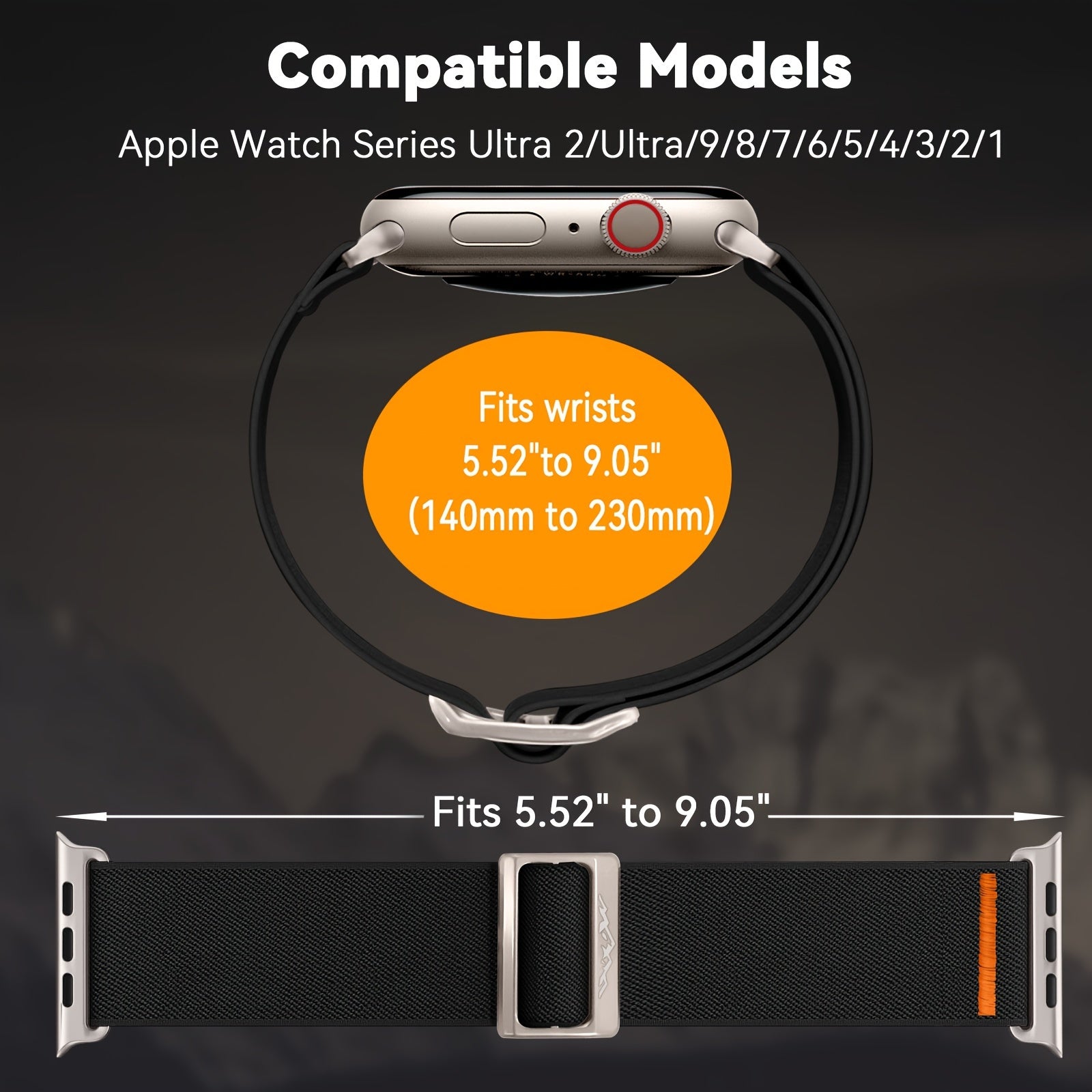 Stretchy Nylon Watch Band for Men Compatible with iWatch Ultra Series 8 7 6 5 4 3 2