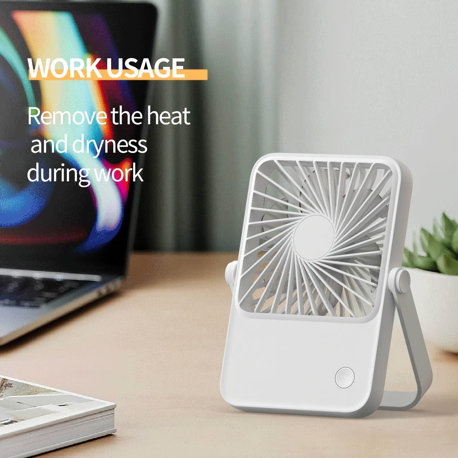 Battery-Powered Small Desk Fan with 360° Adjustable Angle, 3 Speed Settings