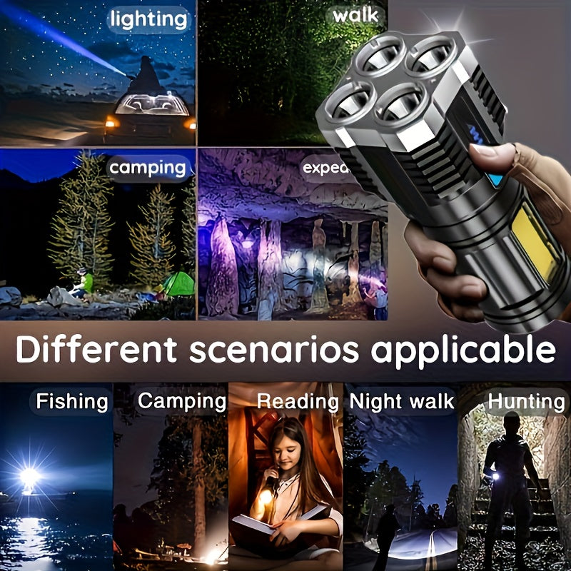 Rechargeable LED Flashlight with 400mAh Battery COB Side Light USB Powered Outdoor Searchlight