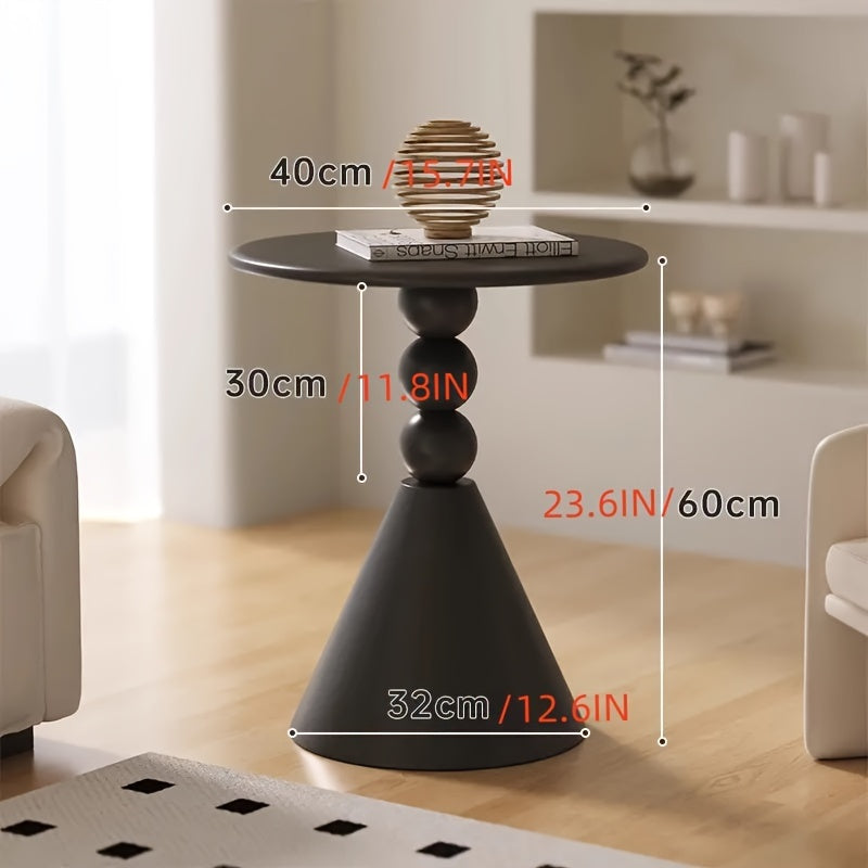 Round Side Table Creamy White Metal Nordic Style Portable Living Room Balcony Bedside