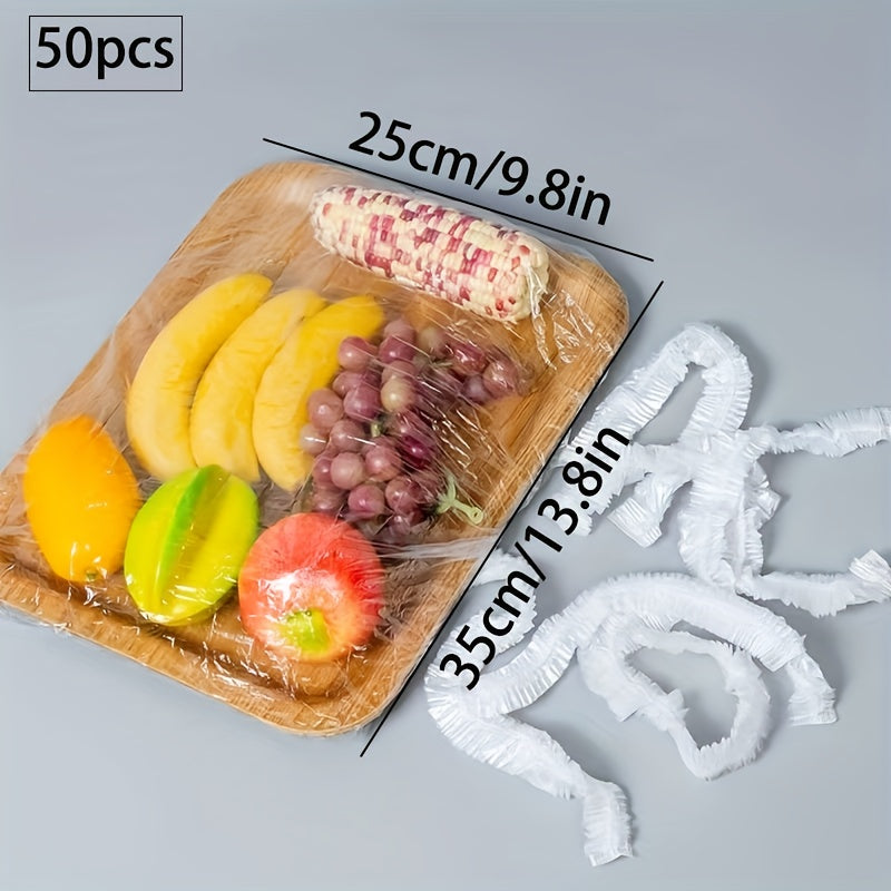Set of 50 Clear Plastic Food Covers for Trays 25x35cm and 30x40cm