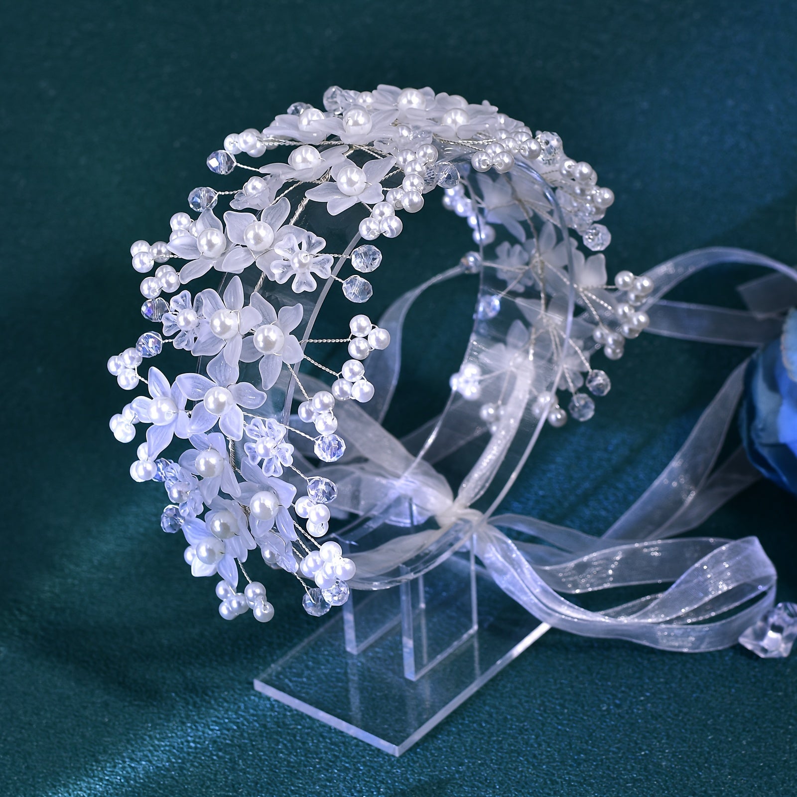 Bohem Wide Belt faux marjon va kristall bilan to'y va bayram kiyimlari uchun