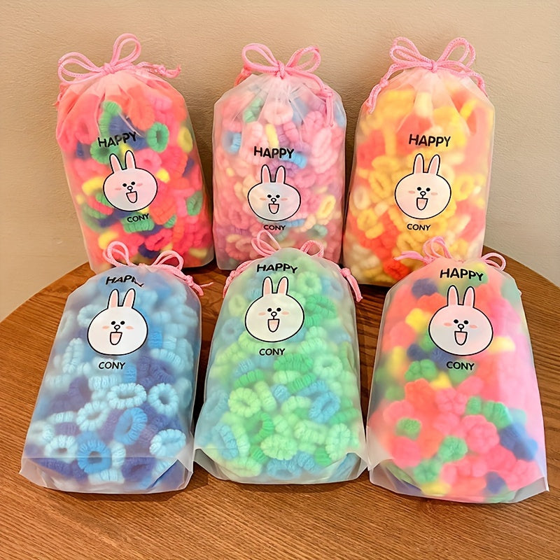 Paquete de 100 gomas de pelo elásticas para niñas, bandas de toalla de poliéster suave para uso diario