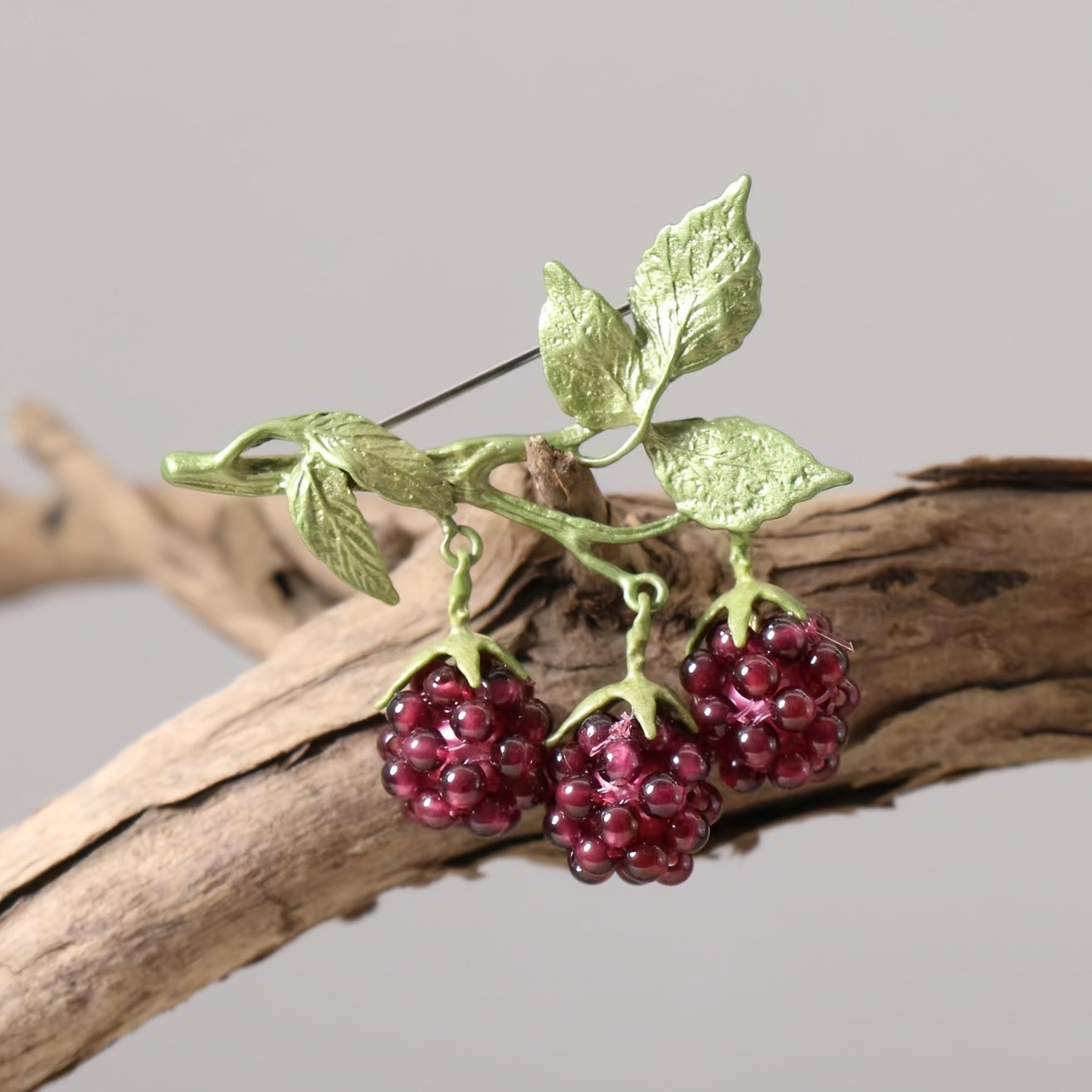 Raspberry Brooch with Rhinestones Retro Style Jewelry for Women