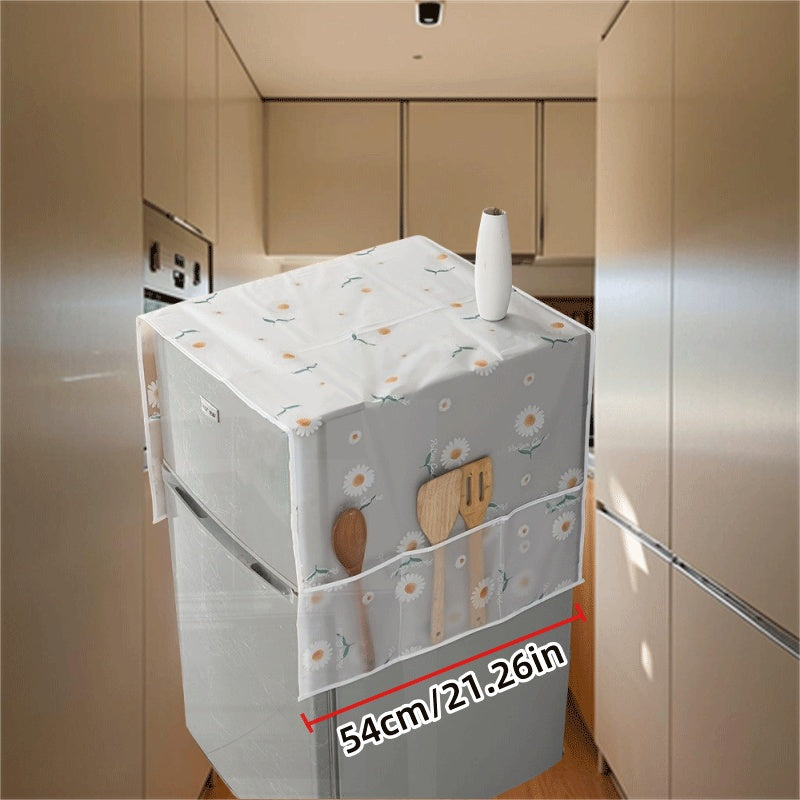 Durable Green Leaf and Orange Daisy Pattern Appliance Cover for Kitchen Appliances