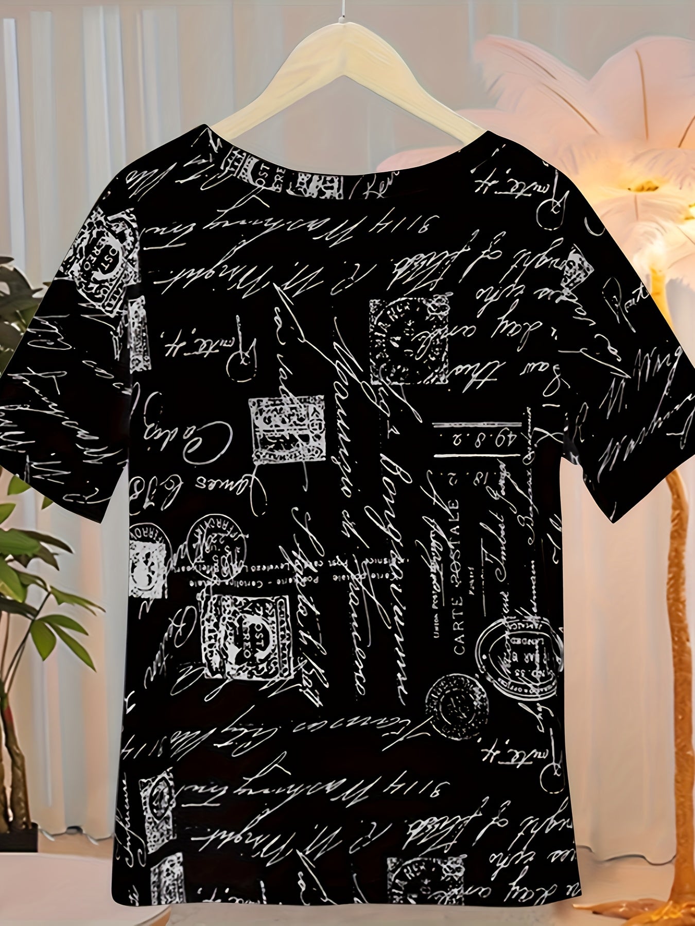 Женская футболка с V-образным вырезом, короткий рукав, дышащий полиэстеровый микс, повседневная топ-майка plus size