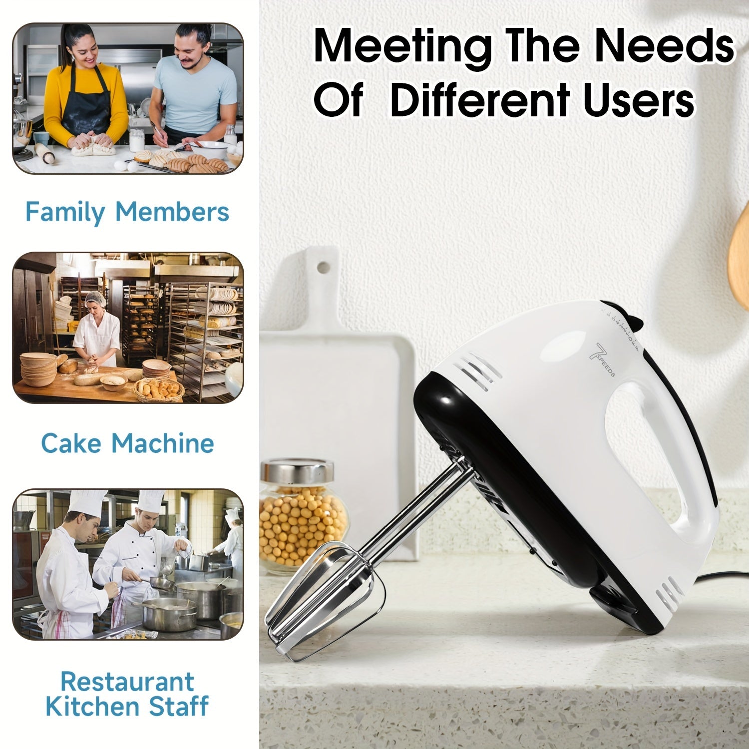 Handheld Electric Mixer with 7 Speeds for Eggs and Batter