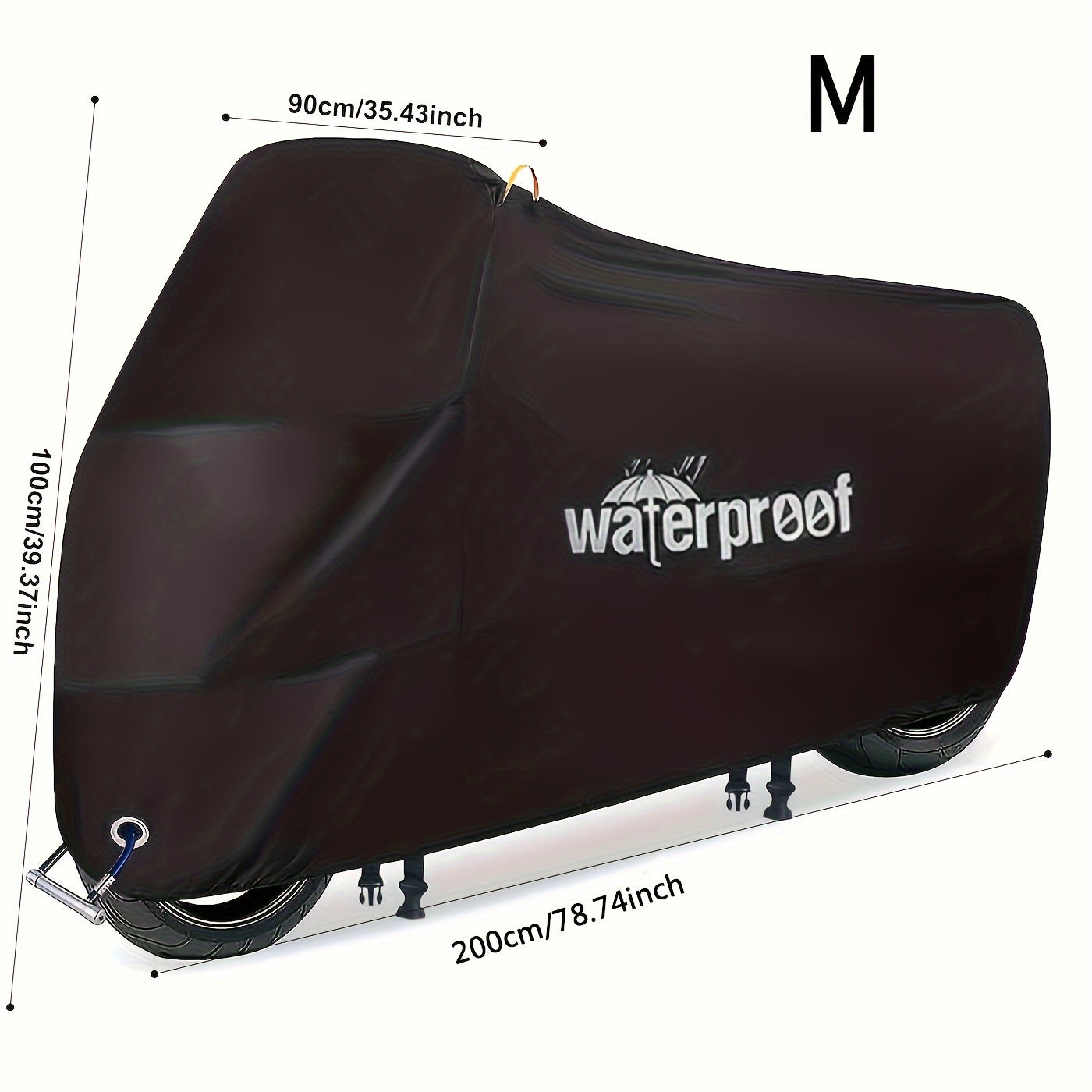 Mototsikl qoplami, suv o'tkazmaydigan, barcha mavsum uchun, 210D polyester, reflektiv kamarlar bilan
